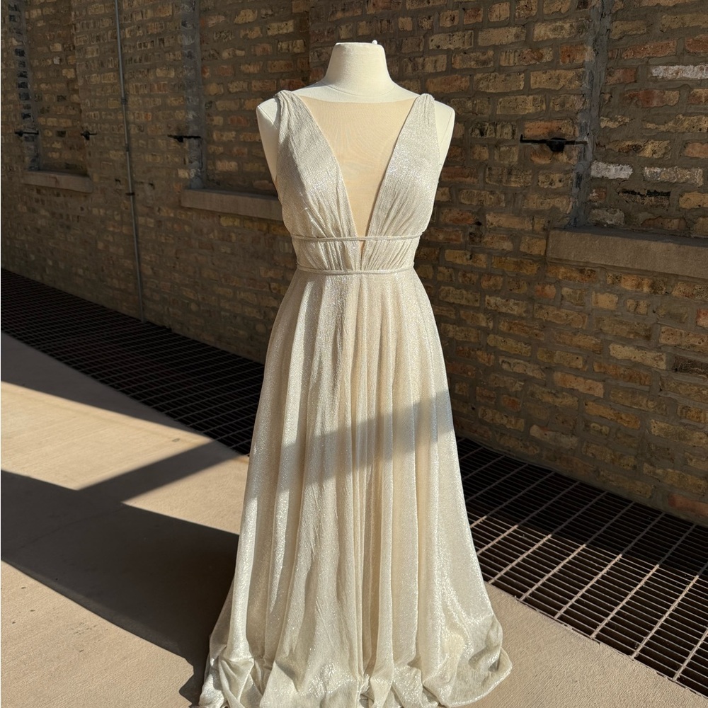 Jenny Yoo Elegant Cream Maxi Dress